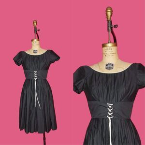 1950s-1960s. JANET Juniors of Miami Inc. JEANNE KELLOGG Corset Waist Dress. S